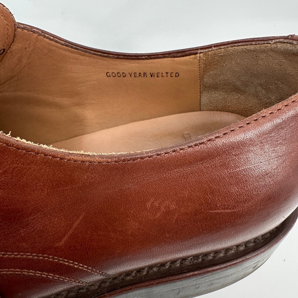 Polo Ralph Lauren Mens Brown Leather Moc Toe Derby Shoes Size 11 D Made in Italy - Picture 9 of 9